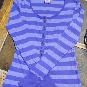 OP Purple Striped Henley Top
